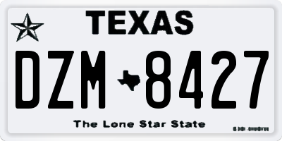 TX license plate DZM8427