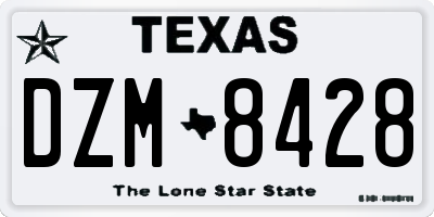 TX license plate DZM8428