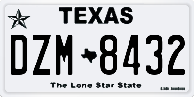 TX license plate DZM8432