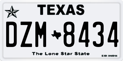 TX license plate DZM8434