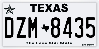 TX license plate DZM8435