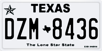 TX license plate DZM8436