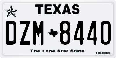 TX license plate DZM8440