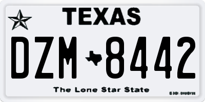 TX license plate DZM8442