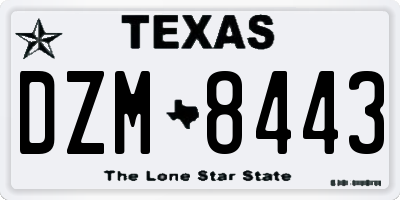 TX license plate DZM8443