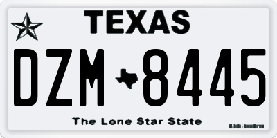 TX license plate DZM8445