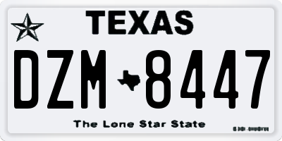 TX license plate DZM8447