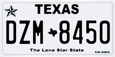 TX license plate DZM8450