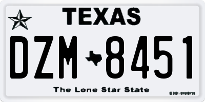 TX license plate DZM8451