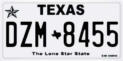 TX license plate DZM8455