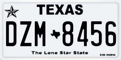 TX license plate DZM8456