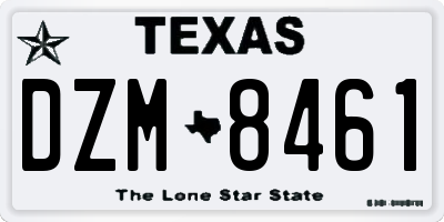 TX license plate DZM8461