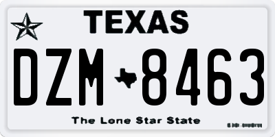 TX license plate DZM8463