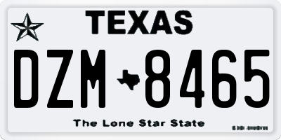 TX license plate DZM8465