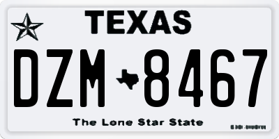 TX license plate DZM8467