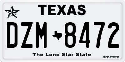 TX license plate DZM8472