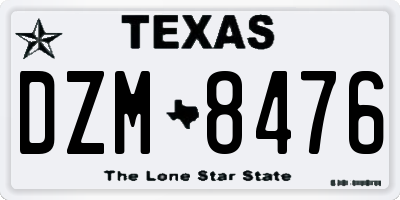 TX license plate DZM8476