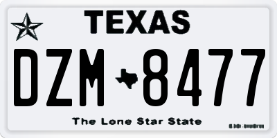 TX license plate DZM8477