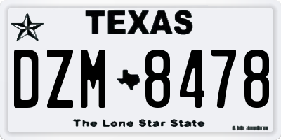 TX license plate DZM8478