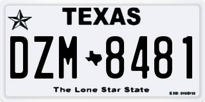 TX license plate DZM8481