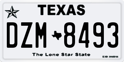 TX license plate DZM8493