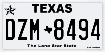 TX license plate DZM8494