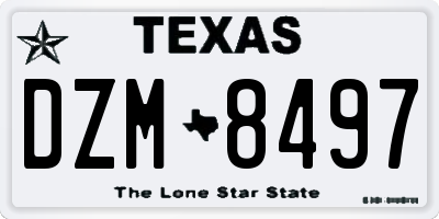 TX license plate DZM8497