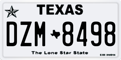 TX license plate DZM8498