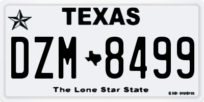 TX license plate DZM8499