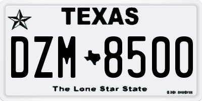 TX license plate DZM8500