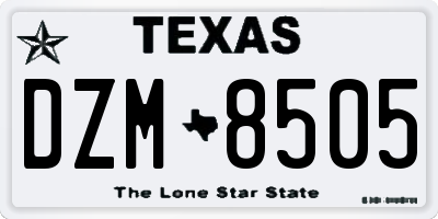 TX license plate DZM8505