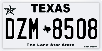 TX license plate DZM8508