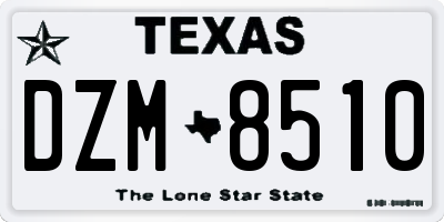 TX license plate DZM8510