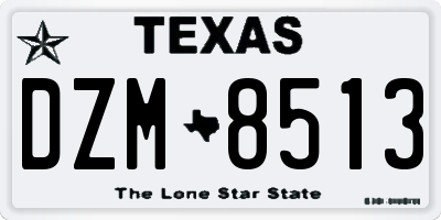 TX license plate DZM8513
