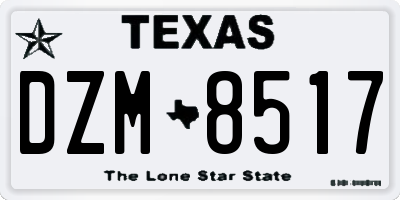 TX license plate DZM8517