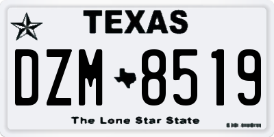 TX license plate DZM8519
