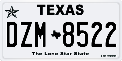 TX license plate DZM8522