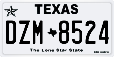 TX license plate DZM8524