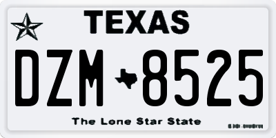 TX license plate DZM8525