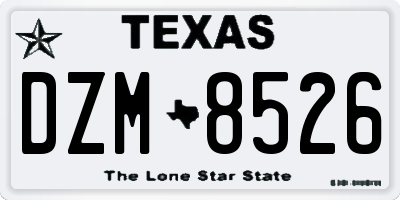 TX license plate DZM8526