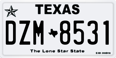 TX license plate DZM8531
