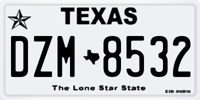 TX license plate DZM8532