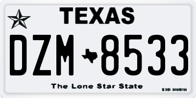 TX license plate DZM8533