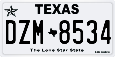 TX license plate DZM8534