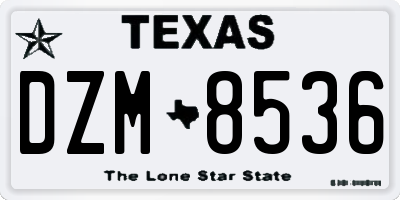 TX license plate DZM8536