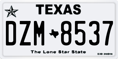 TX license plate DZM8537