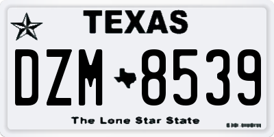 TX license plate DZM8539