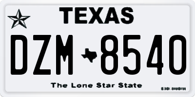 TX license plate DZM8540