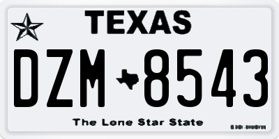 TX license plate DZM8543