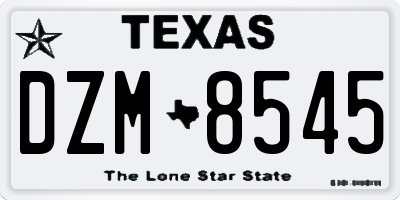 TX license plate DZM8545